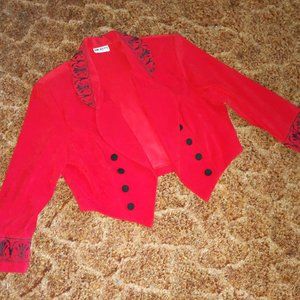 Amoretti Red Blaxer with black emroidery detail, double breasted buttons